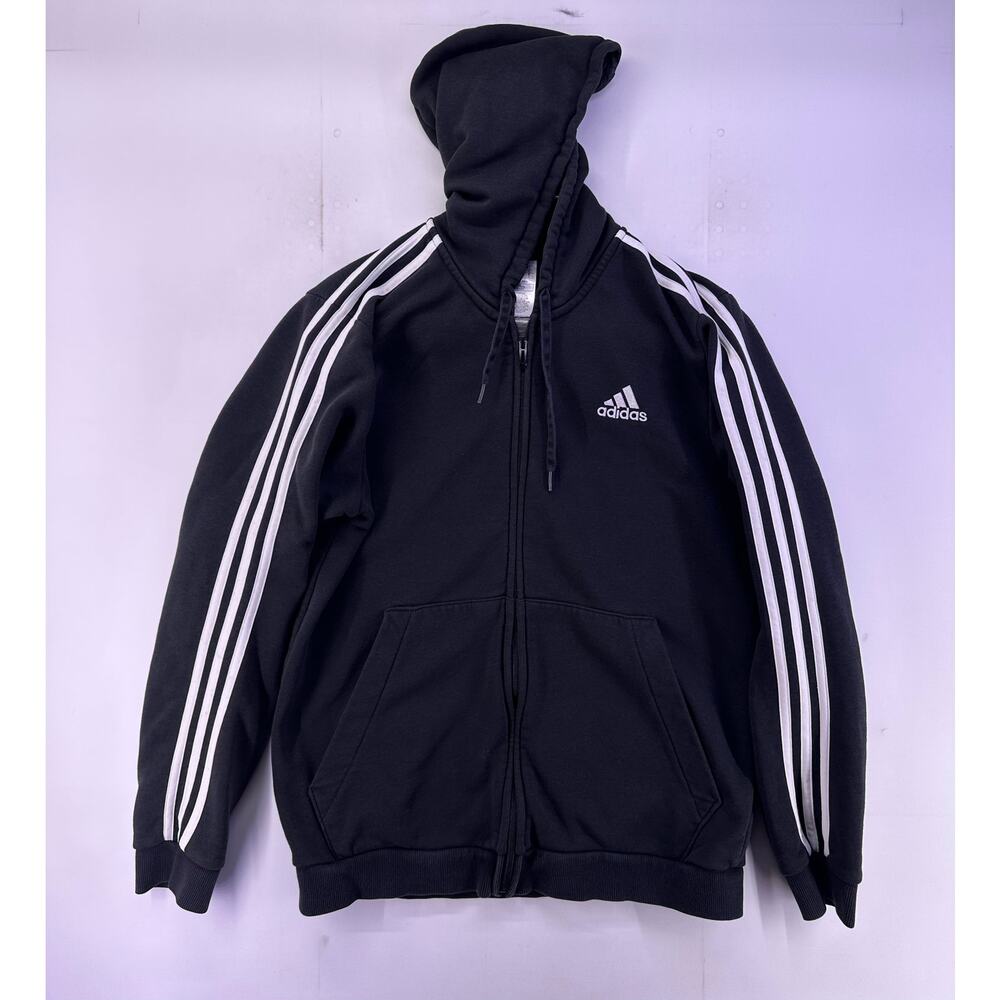 Adidas Black and White Zip Up Hoodie Size Large